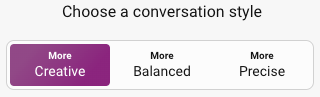 Choosing the Creative conversation style for Microsoft Copilot.