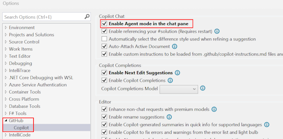 Enabling Copilot Agent Mode